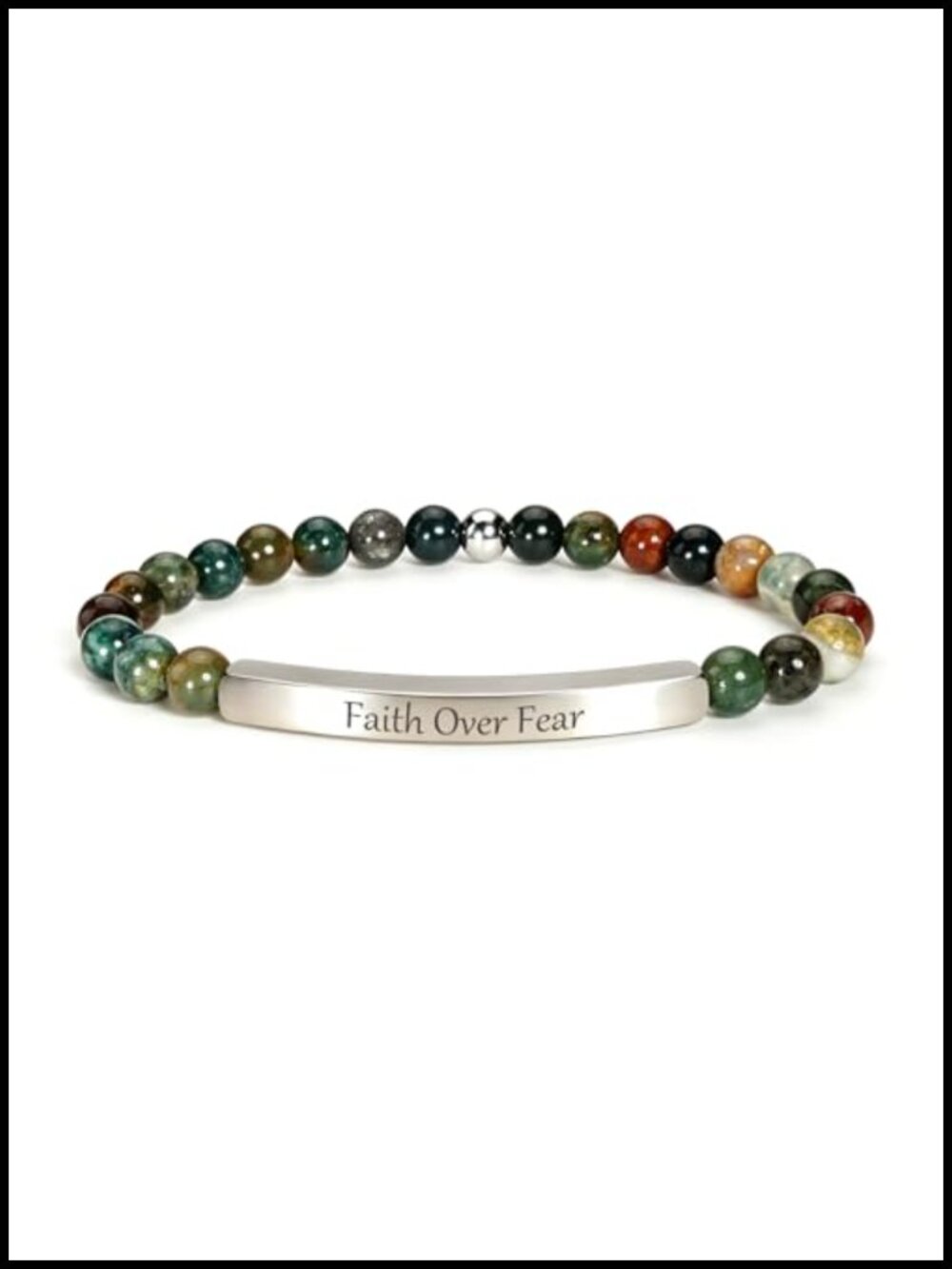 Inspirational Christian Bracelet 18K Gold Plated Stainless Steel Agate Bible